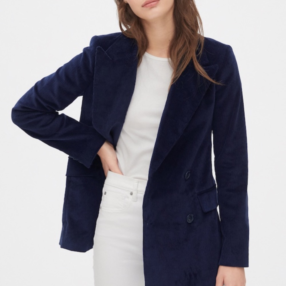New! GAP Double-Breasted Corduroy Blazer-Navy sz 6